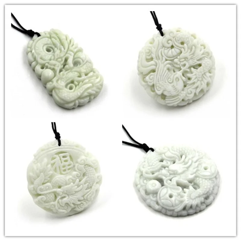 Men Accessories Necklace - Liontin Kalung Phoenix Naga Giok Putih
