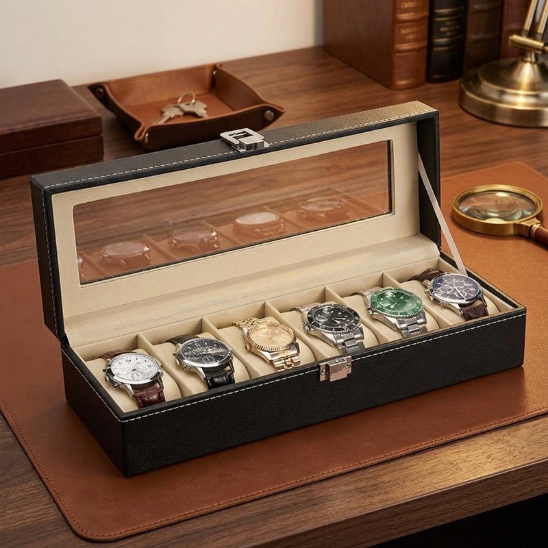 Men Accessories Organiser - Kotak Penyimpanan Jam Tangan Berbahan Kulit