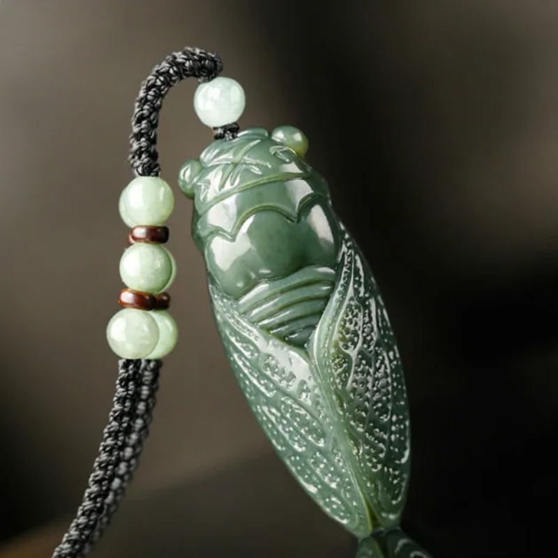 Men Accessories Necklace - Alami Hetian Giok Cicada Liontin Kalung
