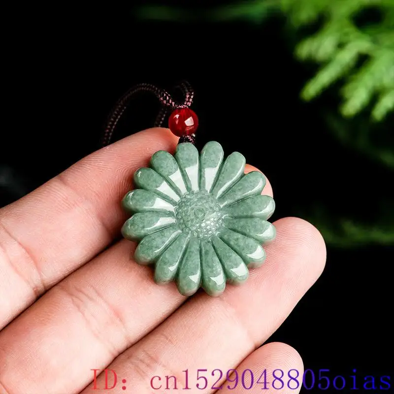 Men Accessories Necklace - Kalung liontin bunga matahari Jadeite hijau