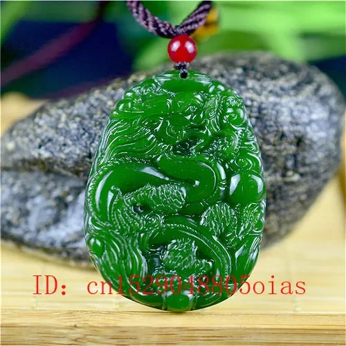 Men Accessories Necklace - Alam Hijau Cina Naga Giok Liontin