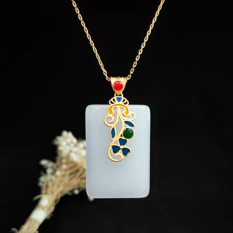 Men Accessories Necklace - Liontin Kalung Giok Jimat Kalsedon 925