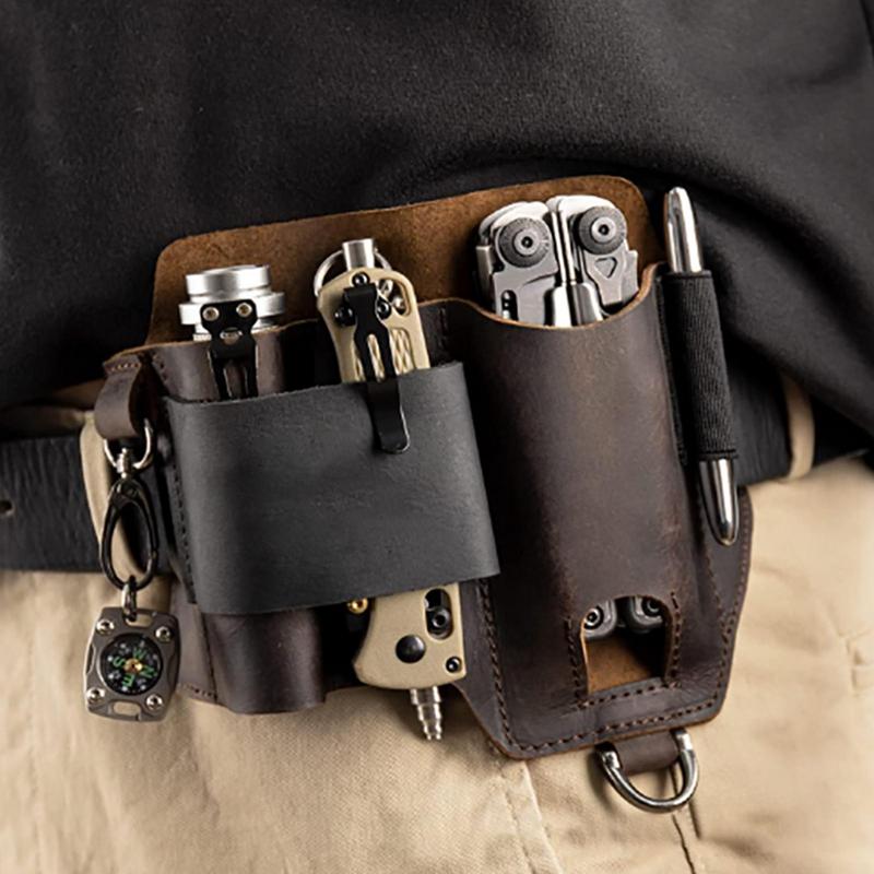 Men Accessories Organiser - Dompet kulit EDCs pria, penyusun kulit