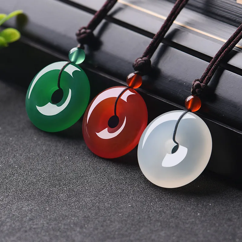 Men Accessories Necklace - Alami Multiwarna Jade Donat Liontin Batu