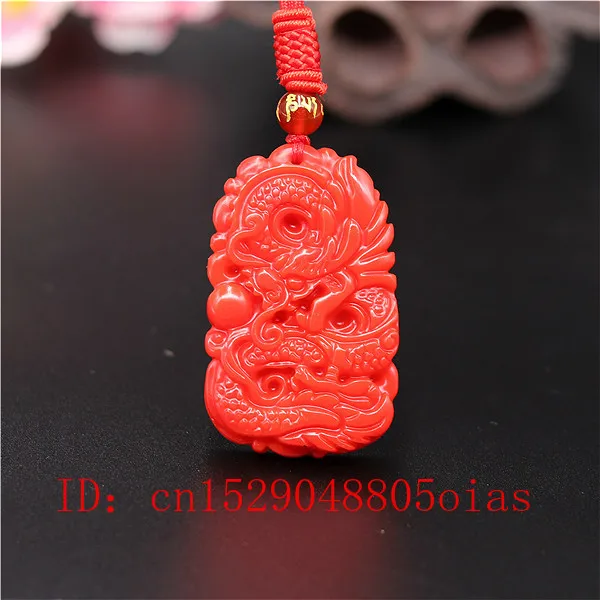 Men Accessories Necklace - Merah Alami Karang Batu Giok Naga