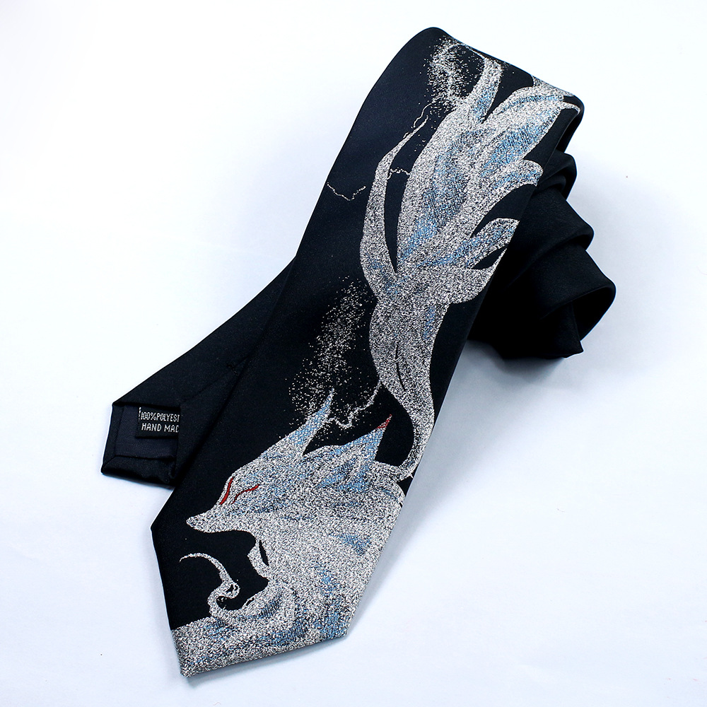 Men Accessories Photos - Dasi Bermotif Rubah Ekor-Sembilan yang Modis,