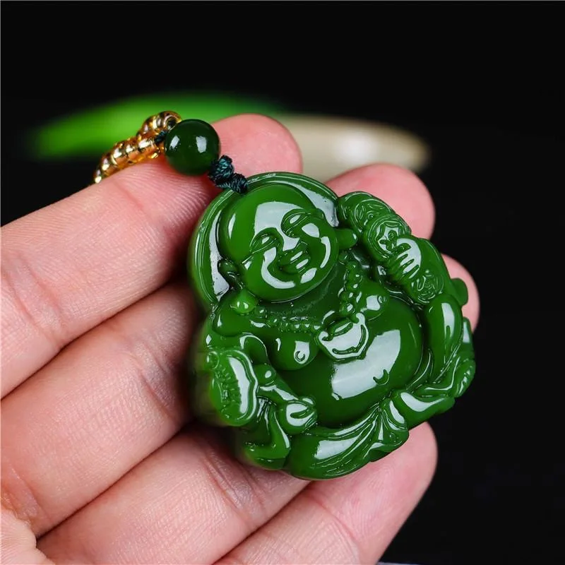 Cina Green Jade Maitreya Buddh - Men Accessories Necklace ulasan dan harga