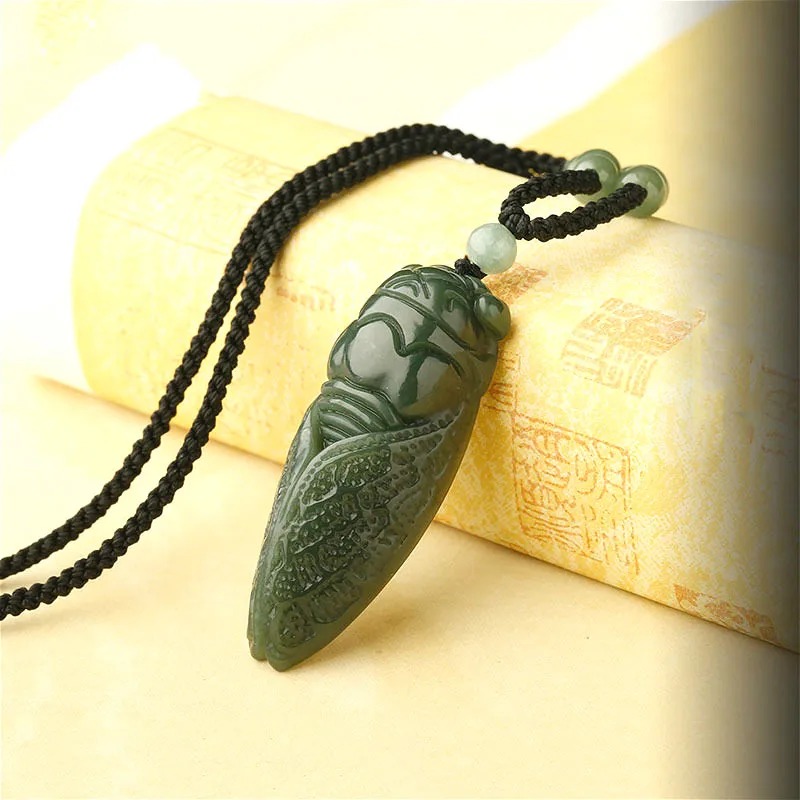 Alami Hetian Giok Cicada Liont - Men Accessories Necklace ulasan dan harga