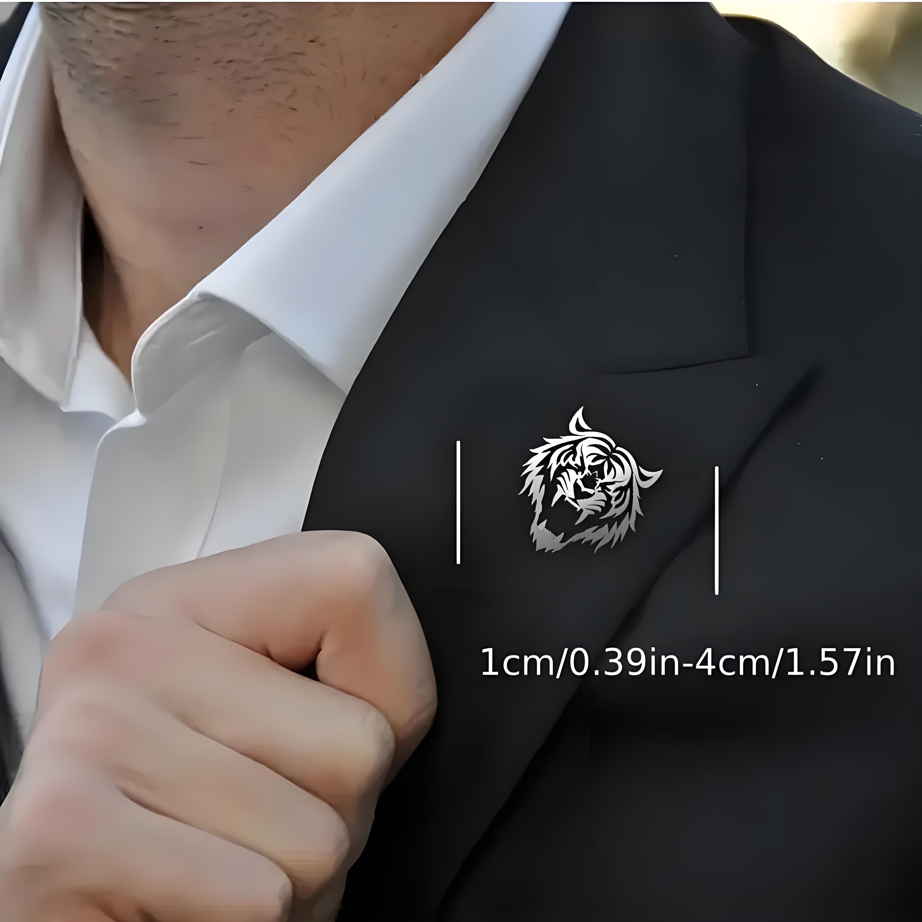 Pin Kerah Kepala Harimau Baja  - Men'S Suit Accessories ulasan dan harga